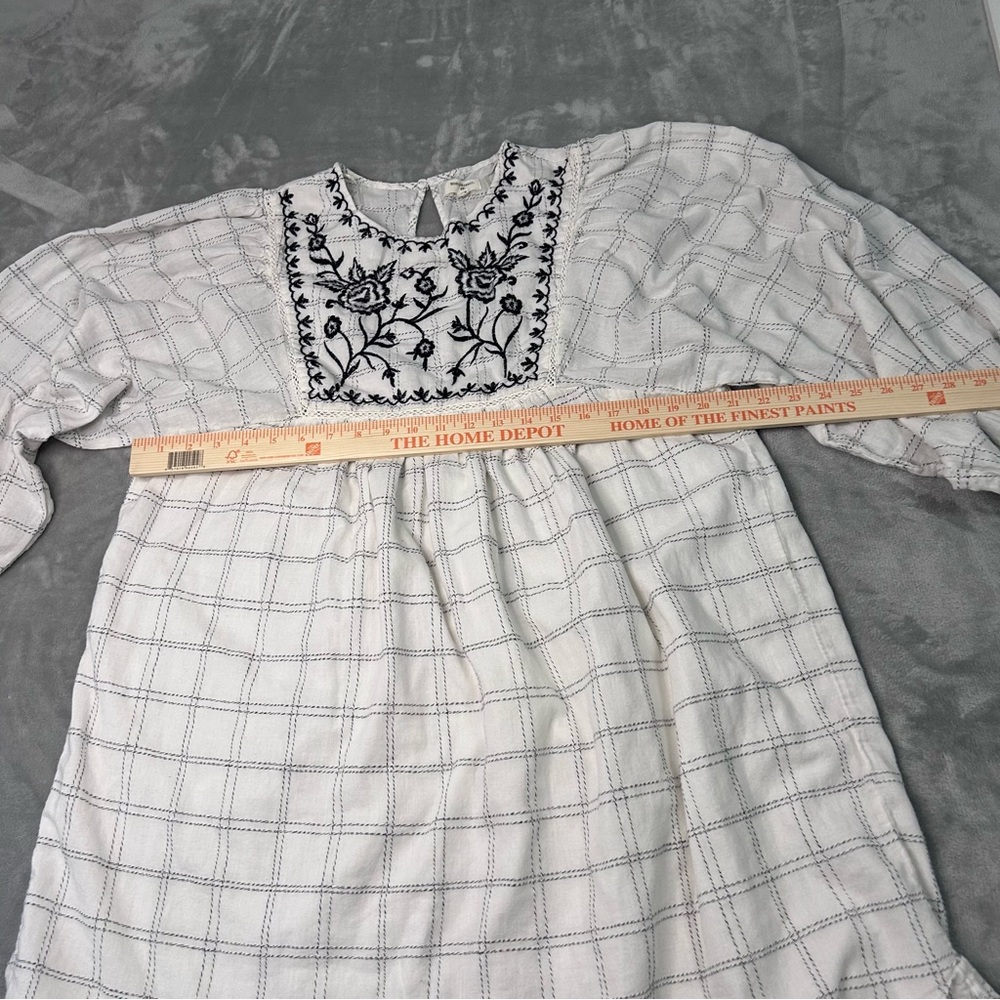 World Market Embroidered Peasant Dress Women L XL Cottage Boho Cotton minimalist - Picture 8 of 10